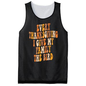 Retro Groovy Every Thanksgiving I Give My Family The Bird Mesh Reversible Basketball Jersey Tank