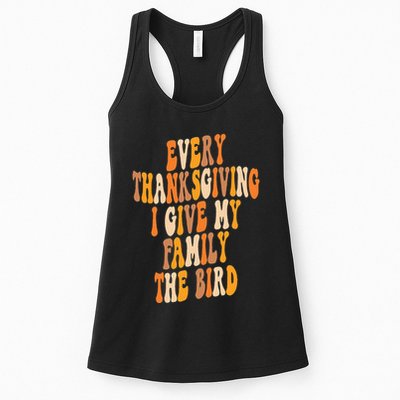 Retro Groovy Every Thanksgiving I Give My Family The Bird Womens Tank Top