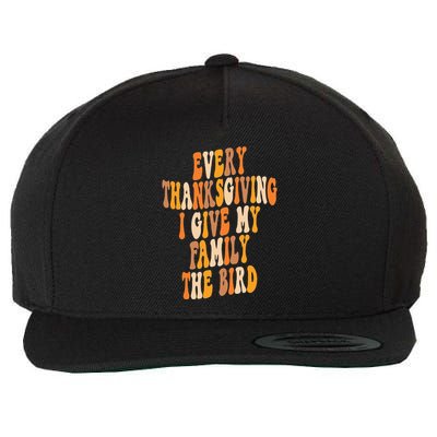 Retro Groovy Every Thanksgiving I Give My Family The Bird Wool Snapback Cap