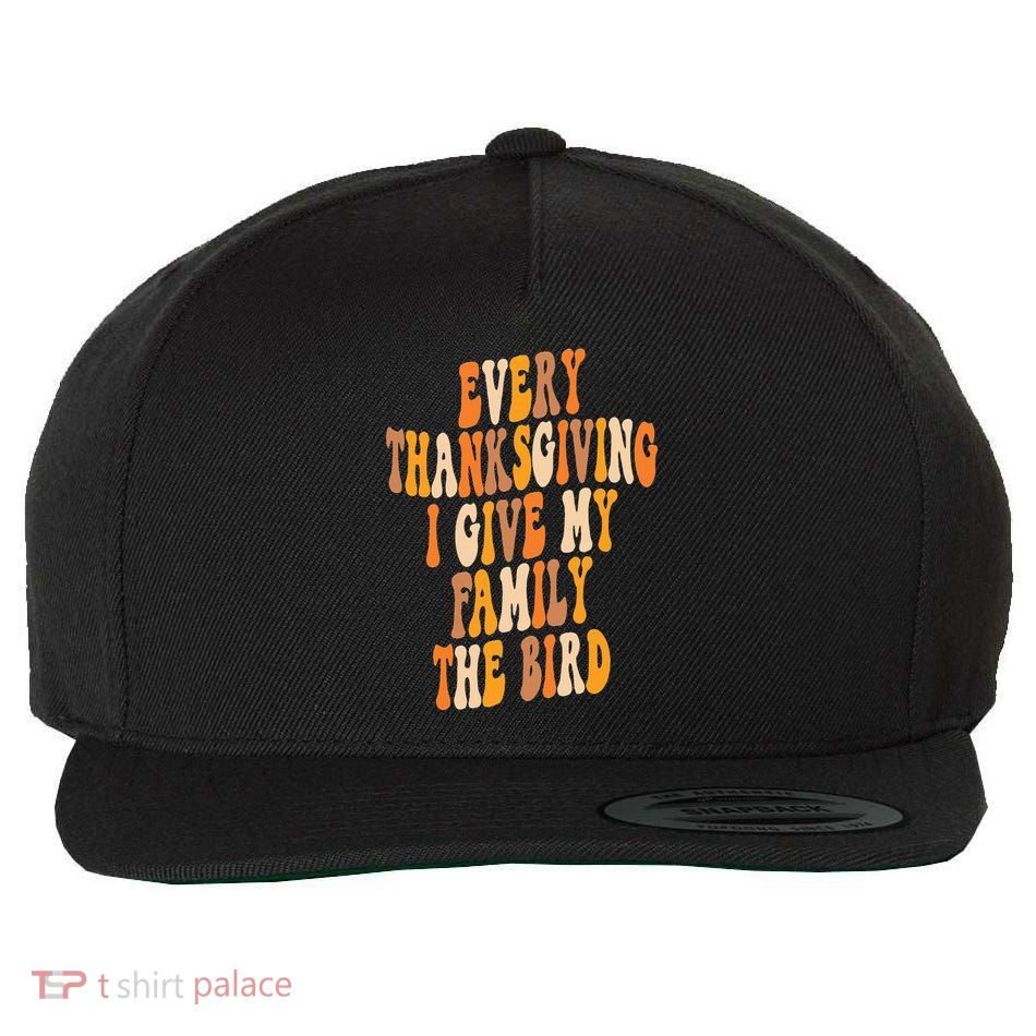 Retro Groovy Every Thanksgiving I Give My Family The Bird Wool Snapback Cap