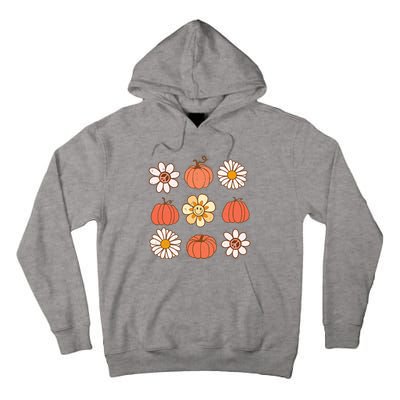 Retro Groovy Fall Vintage Pumpkin Flower Hippie Halloween Tall Hoodie