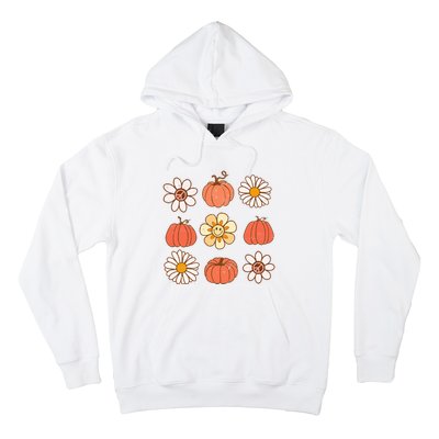 Retro Groovy Fall Vintage Pumpkin Flower Hippie Halloween Hoodie