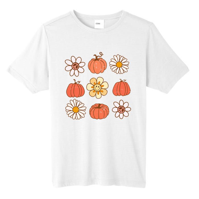 Retro Groovy Fall Vintage Pumpkin Flower Hippie Halloween Tall Fusion ChromaSoft Performance T-Shirt