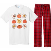 Retro Groovy Fall Vintage Pumpkin Flower Hippie Halloween Pajama Set