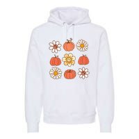 Retro Groovy Fall Vintage Pumpkin Flower Hippie Halloween Premium Hoodie