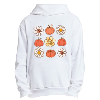 Retro Groovy Fall Vintage Pumpkin Flower Hippie Halloween Urban Pullover Hoodie