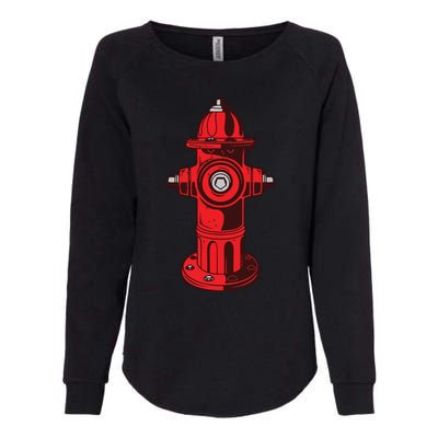 Red Graphic Fire Hydrant FireFighter Work Tee Shirts Womens California Wash Sweatshirt