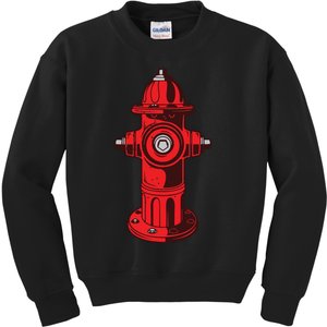 Red Graphic Fire Hydrant FireFighter Work Tee Shirts Kids Sweatshirt