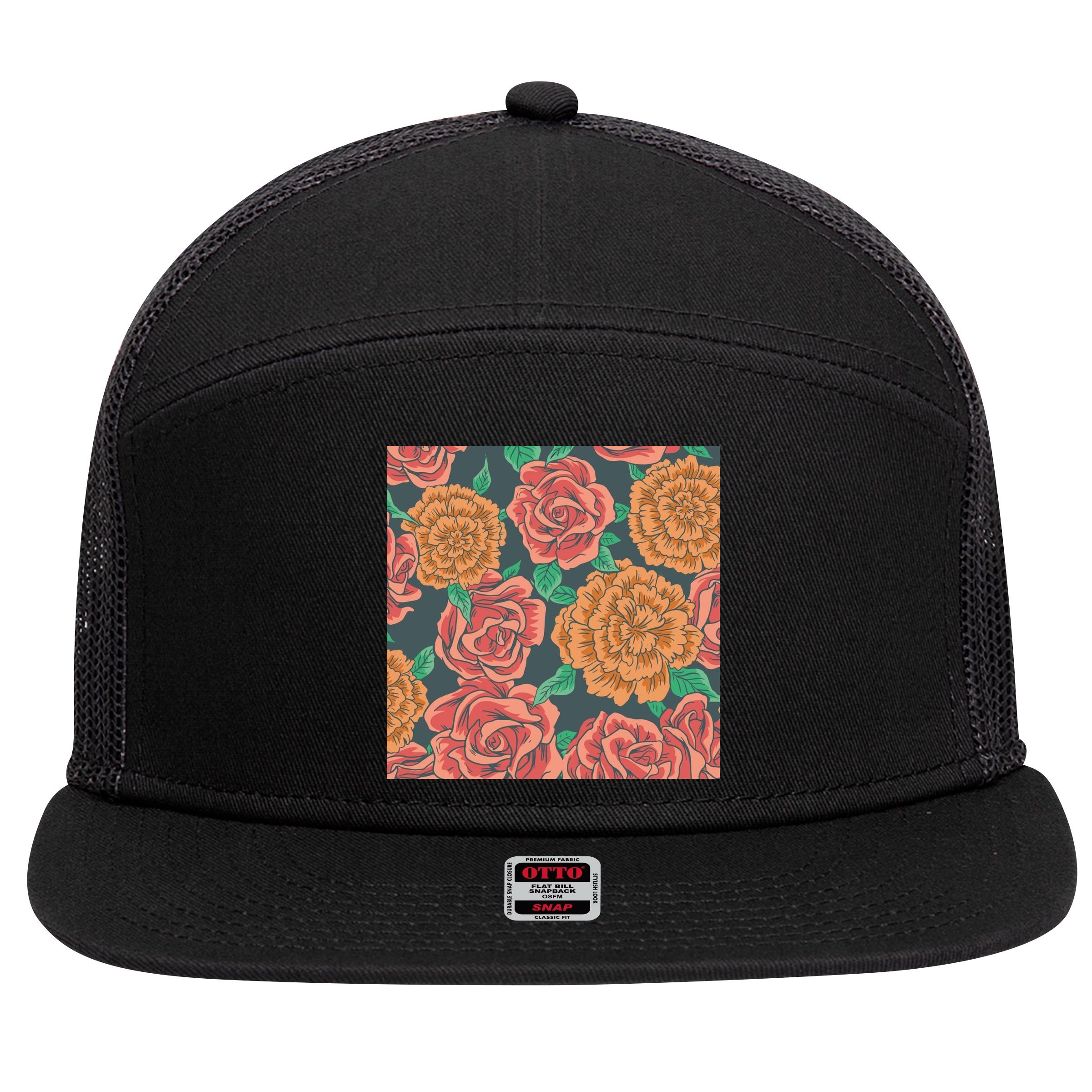 Rose Garden Flower Nature 7 Panel Mesh Trucker Snapback Hat
