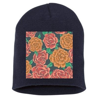 Rose Garden Flower Nature Short Acrylic Beanie