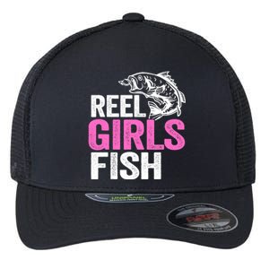 Reel Girl Fish Bass Fishing Funny Fisherwoman Mom Fishing Flexfit Unipanel Trucker Cap