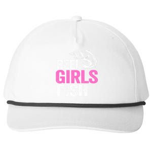 Reel Girl Fish Bass Fishing Funny Fisherwoman Mom Fishing Snapback Five-Panel Rope Hat