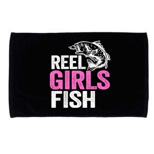 Reel Girl Fish Bass Fishing Funny Fisherwoman Mom Fishing Microfiber Hand Towel