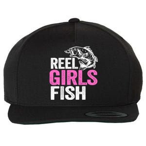 Reel Girl Fish Bass Fishing Funny Fisherwoman Mom Fishing Wool Snapback Cap