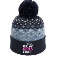 Reel Girl Fish Bass Fishing Funny Fisherwoman Mom Fishing The Baniff Cuffed Pom Beanie