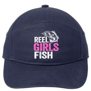 Reel Girl Fish Bass Fishing Funny Fisherwoman Mom Fishing 7-Panel Snapback Hat