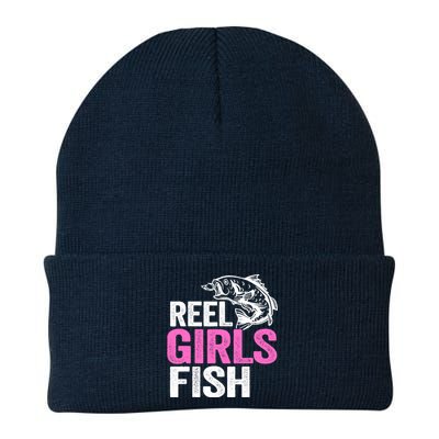 Reel Girl Fish Bass Fishing Funny Fisherwoman Mom Fishing Knit Cap Winter Beanie