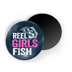 Reel Girl Fish Bass Fishing Funny Fisherwoman Mom Fishing Magnet