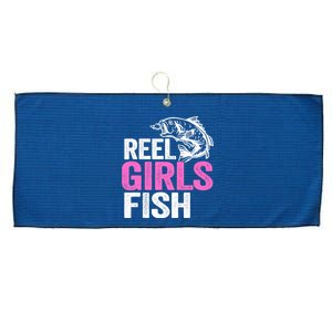 Reel Girl Fish Bass Fishing Funny Fisherwoman Mom Fishing Large Microfiber Waffle Golf Towel