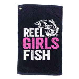 Reel Girl Fish Bass Fishing Funny Fisherwoman Mom Fishing Platinum Collection Golf Towel