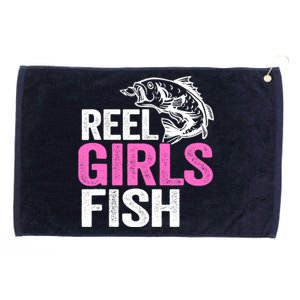 Reel Girl Fish Bass Fishing Funny Fisherwoman Mom Fishing Grommeted Golf Towel