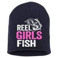 Reel Girl Fish Bass Fishing Funny Fisherwoman Mom Fishing Short Acrylic Beanie