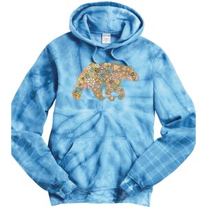 Retro Groovy Floral Bear Spring Nature Bear Lovers Tie Dye Hoodie