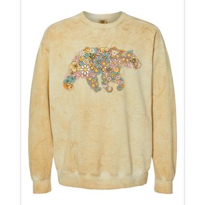 Retro Groovy Floral Bear Spring Nature Bear Lovers Colorblast Crewneck Sweatshirt