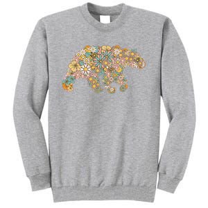 Retro Groovy Floral Bear Spring Nature Bear Lovers Tall Sweatshirt