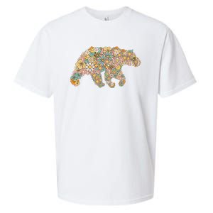 Retro Groovy Floral Bear Spring Nature Bear Lovers Sueded Cloud Jersey T-Shirt