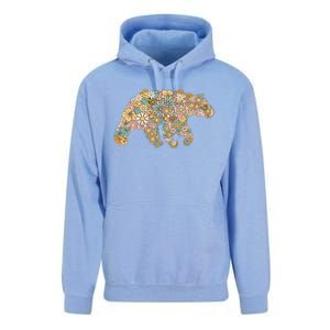 Retro Groovy Floral Bear Spring Nature Bear Lovers Unisex Surf Hoodie