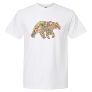 Retro Groovy Floral Bear Spring Nature Bear Lovers Garment-Dyed Heavyweight T-Shirt