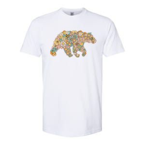 Retro Groovy Floral Bear Spring Nature Bear Lovers Softstyle CVC T-Shirt