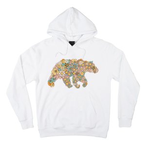 Retro Groovy Floral Bear Spring Nature Bear Lovers Hoodie