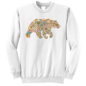 Retro Groovy Floral Bear Spring Nature Bear Lovers Sweatshirt