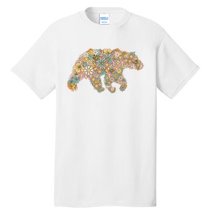 Retro Groovy Floral Bear Spring Nature Bear Lovers Tall T-Shirt