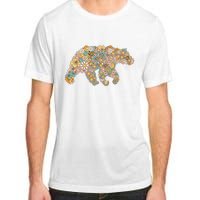 Retro Groovy Floral Bear Spring Nature Bear Lovers Adult ChromaSoft Performance T-Shirt