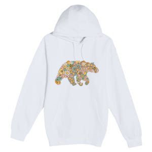 Retro Groovy Floral Bear Spring Nature Bear Lovers Premium Pullover Hoodie