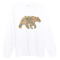 Retro Groovy Floral Bear Spring Nature Bear Lovers Premium Crewneck Sweatshirt