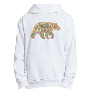 Retro Groovy Floral Bear Spring Nature Bear Lovers Urban Pullover Hoodie