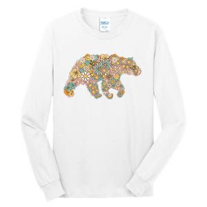 Retro Groovy Floral Bear Spring Nature Bear Lovers Tall Long Sleeve T-Shirt