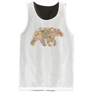 Retro Groovy Floral Bear Spring Nature Bear Lovers Mesh Reversible Basketball Jersey Tank