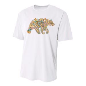 Retro Groovy Floral Bear Spring Nature Bear Lovers Performance Sprint T-Shirt