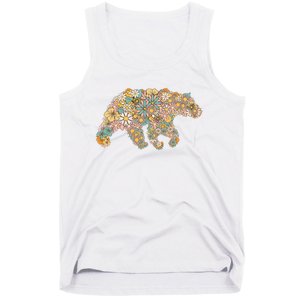 Retro Groovy Floral Bear Spring Nature Bear Lovers Tank Top