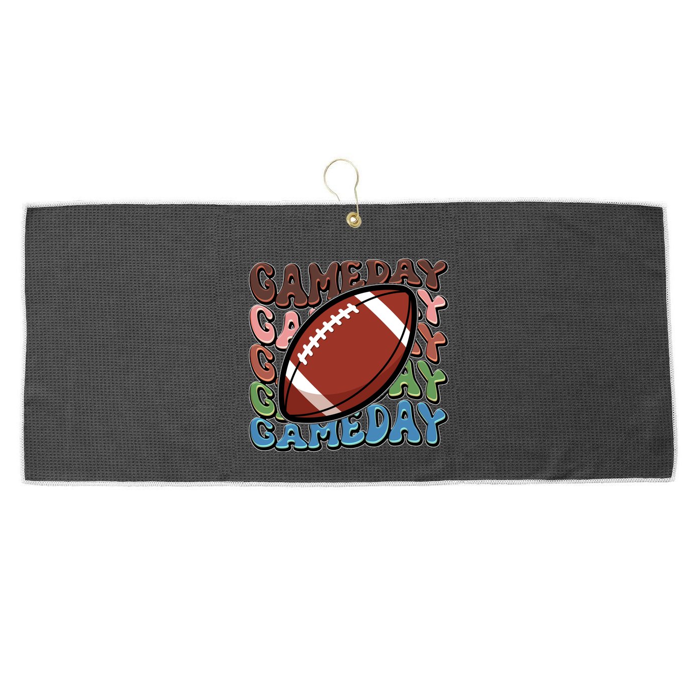 Retro Gameday Football Sports Fan Large Microfiber Waffle Golf Towel