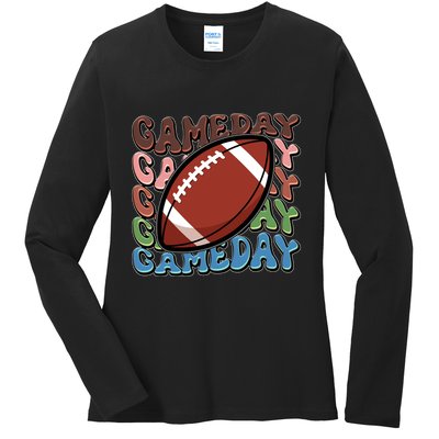 Retro Gameday Football Sports Fan Ladies Long Sleeve Shirt
