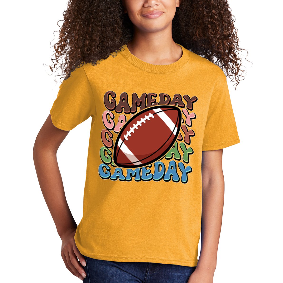 Retro Gameday Football Sports Fan Kids T-Shirt