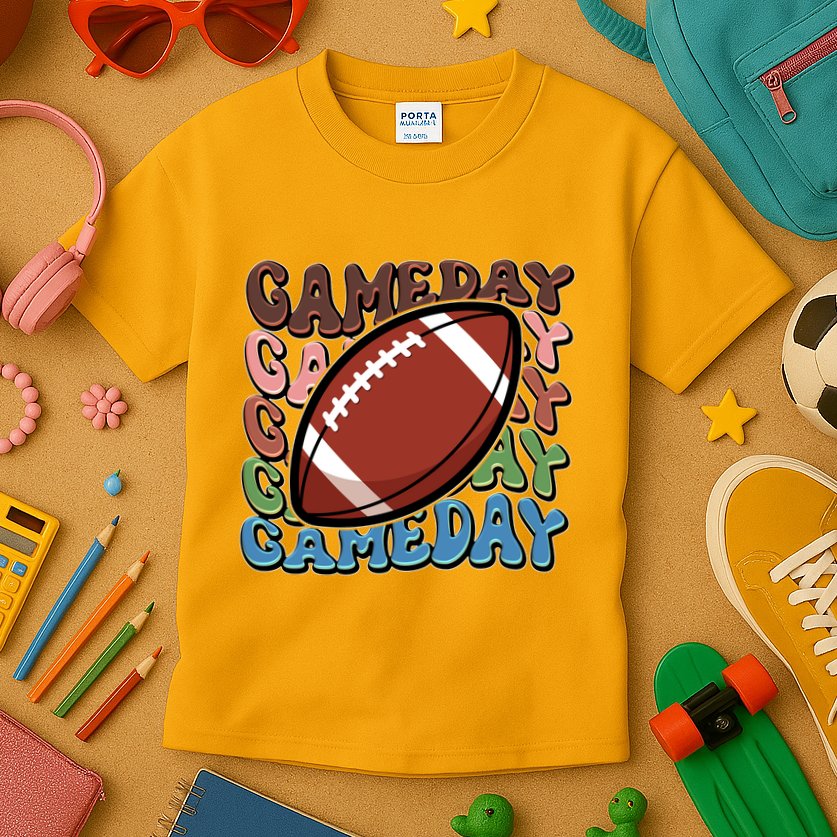 Retro Gameday Football Sports Fan Kids T-Shirt