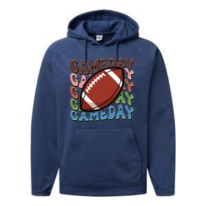 Retro Gameday Football Sports Fan Performance Fleece Hoodie