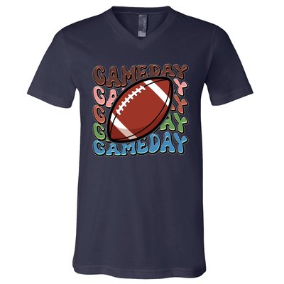 Retro Gameday Football Sports Fan V-Neck T-Shirt